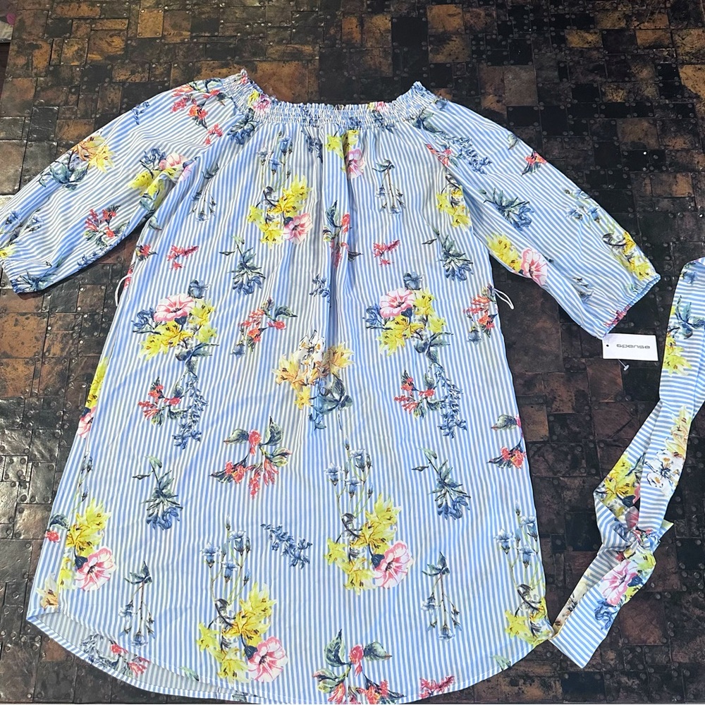 Spense Off the Shoulder Belted Midi Dress (Size XL)